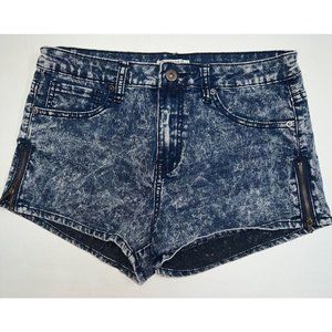 Forever 21 Womens Acid Wash Blue Jean Shorts Size 29 Denim Side Zip Festival